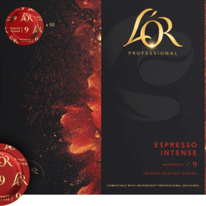 Espresso 9 Intense Coffee L'OR, boîte de 50 capsules format machine professionel